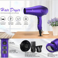 Purple WAZOR 1875W Hair Dryer with Three Heat Settings, Two Speeds, Cool Shot and Three Styling Attachments — image 9
