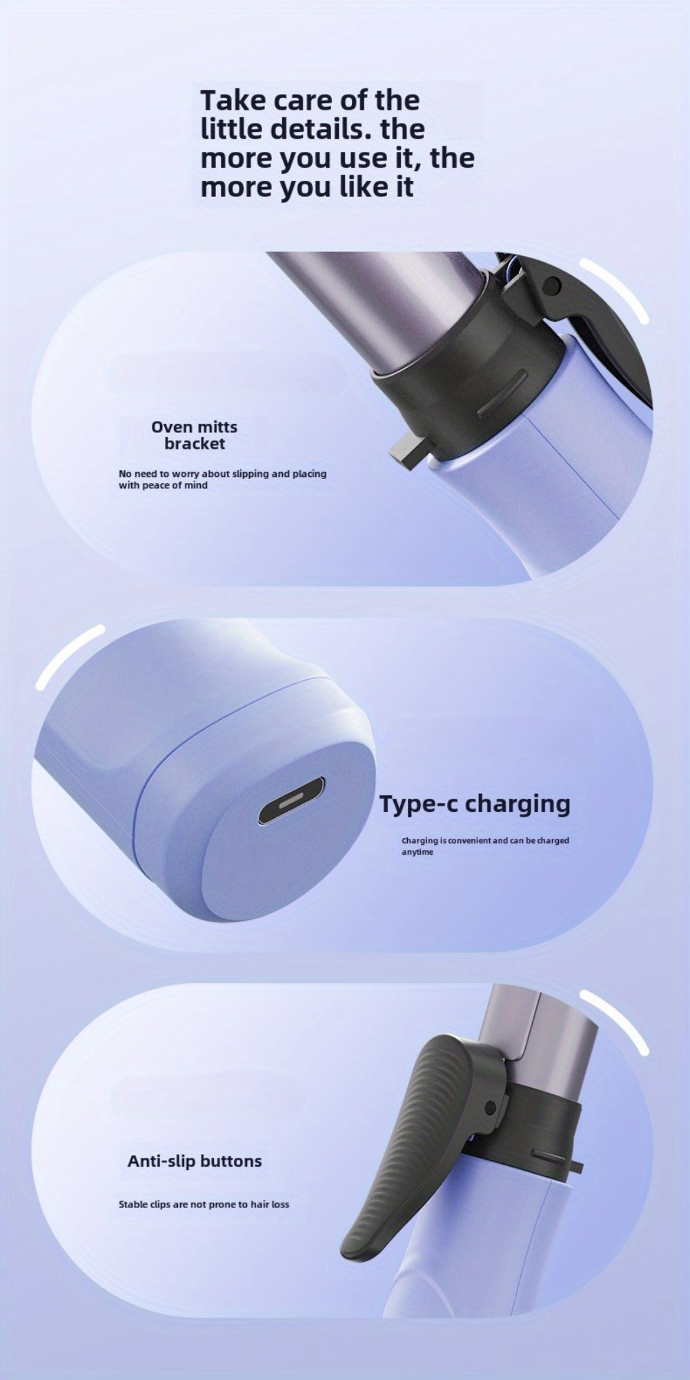 Cordless Mini Curling Iron Wireless Rechargeable Portable Hair Curler, Ceramic Barrel for Airy Bangs — image 24