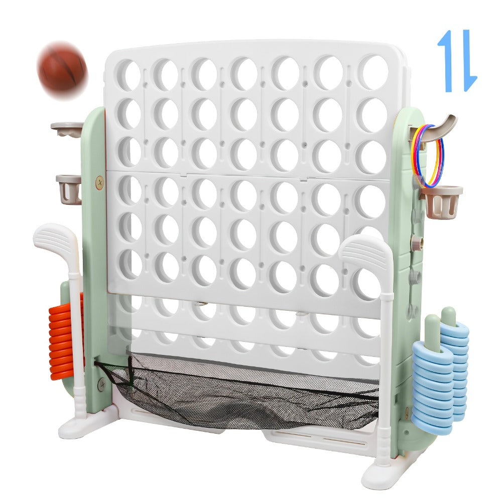 4-in-1 Giant Connect Four Game Set for Kids & Adults, Adjustable Height with Basketball Hoop, Golf Putting — image 10