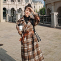 Retro Hit Color Plaid Woolen Coat Jacket Women