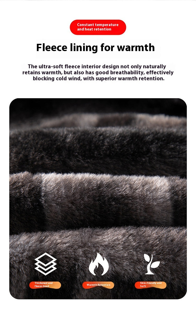 Temperament Lapel With Velvet Men's Woolen Coat
