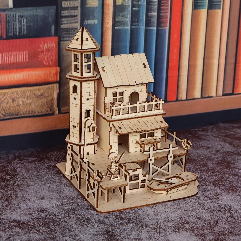 Wooden Building Model Kit with Fisherman's Hut, Treehouse-2 or Cowboy Bar Checkout Designs — image 6