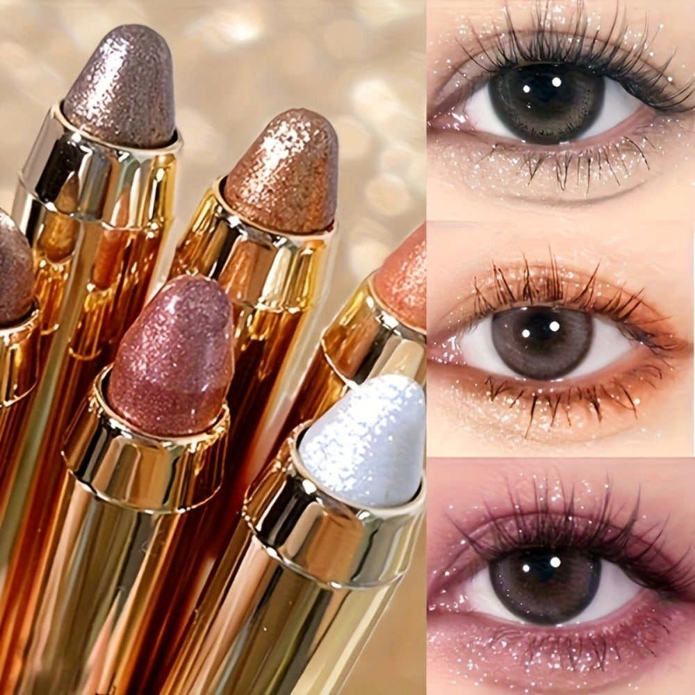 Six-Piece Shimmer Eyeshadow Stick Set with Dual-Ended Sponge Applicators and Mixed Metallic Shades — image 2