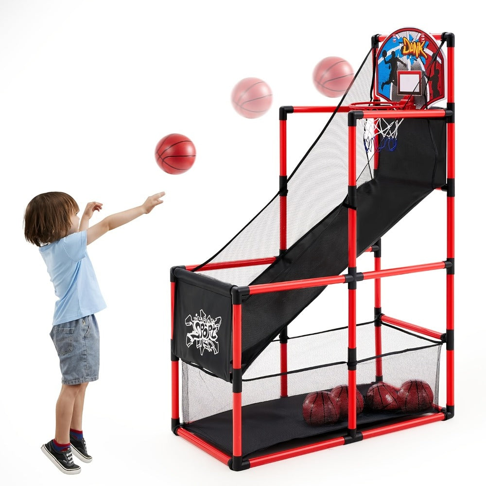 Kids Adjustable Basketball Hoop Set Arcade-Style Stand 4 Balls Air Pump with the Listed Color, Size or Set Options for Everyd