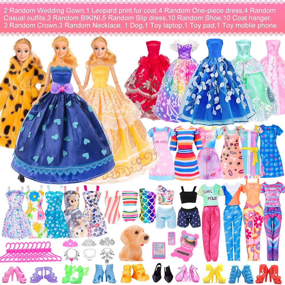 50-Piece Doll Clothes and Accessories Set for 11.5-Inch Fashion Dolls with Mixed Outfits, Shoes and Small Pieces — image 2