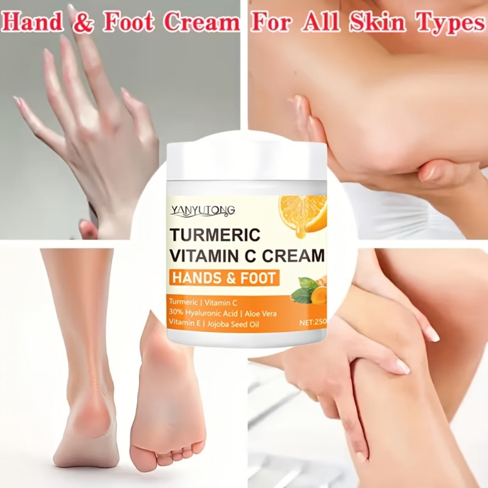 250g Turmeric and Vitamin C Hands-and-Feet Cream Jar with Hyaluronic Acid and Aloe Labeling — image 9