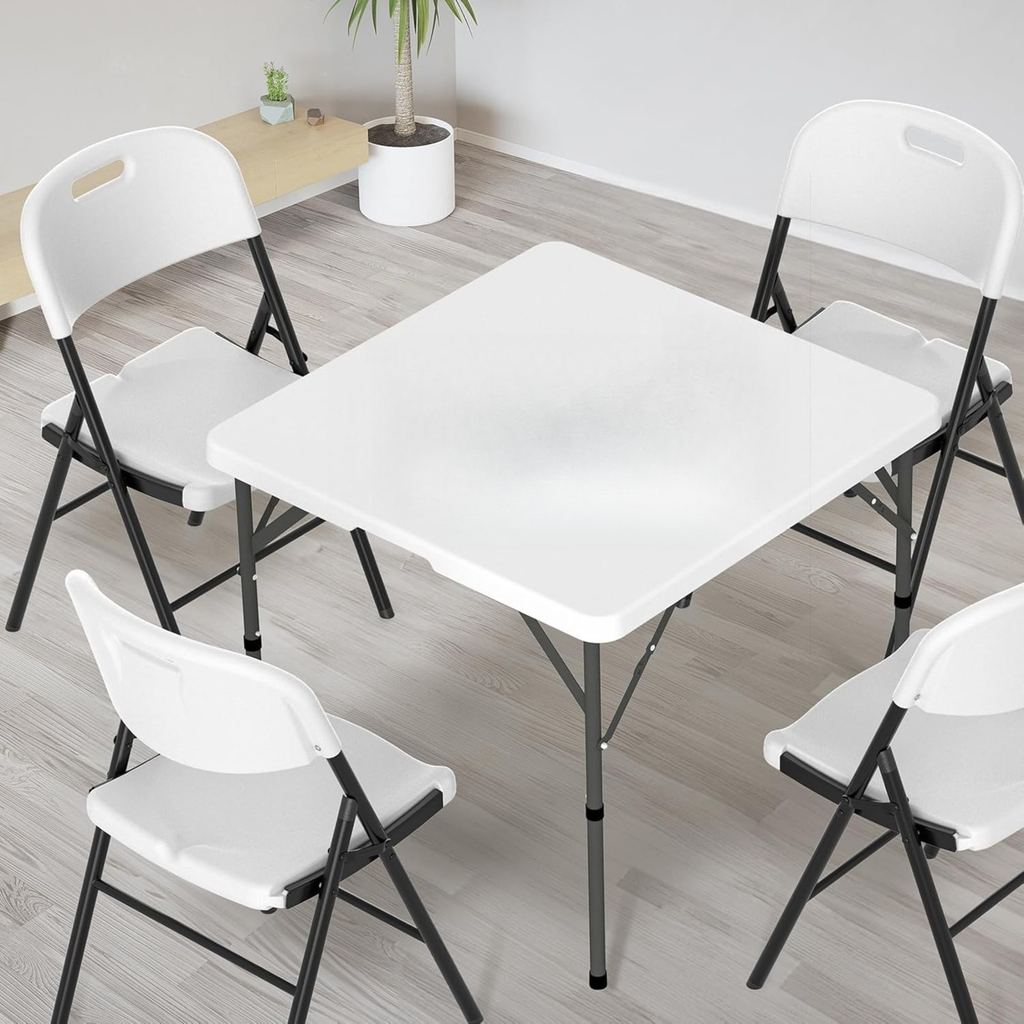 Portable Square Bi-Fold Table with Carry Handle in Black or White, Approximately 34 Inches Wide — image 8