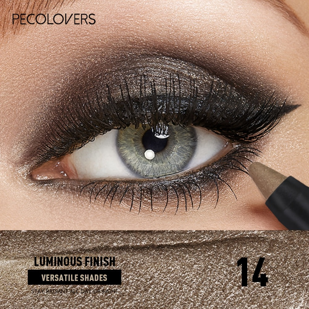 Shimmer Glitter Eyeshadow Stick Set 6 Pcs Dual-Tipped Eye Pencil with Blending Brush Creamy, for Makeup, Travel and Everyday 