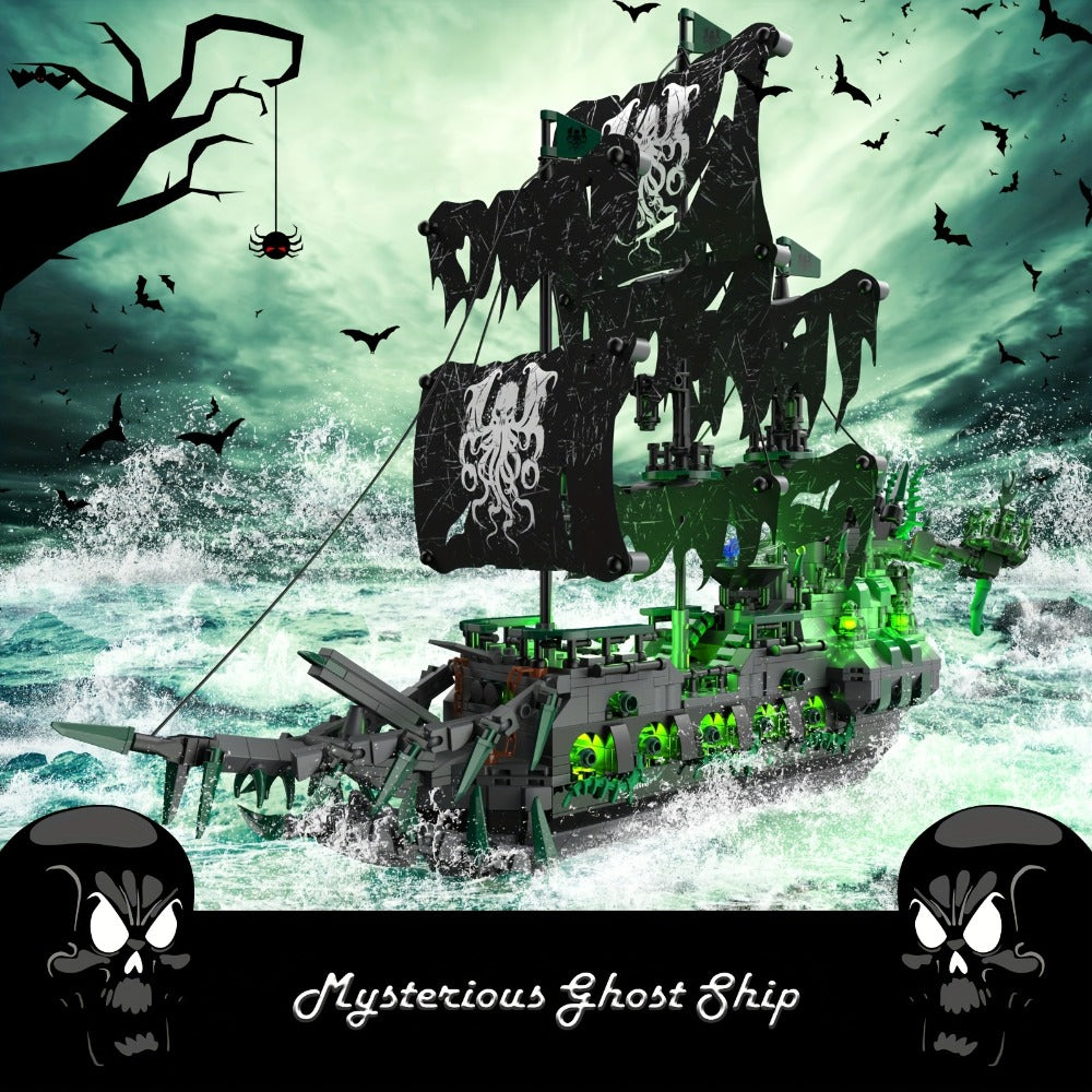 Flying Dutchman Pirate Ship Building Blocks Ghost Ship Model 40001 with LED Lights, Adult Teen Collector Construction Kit — i