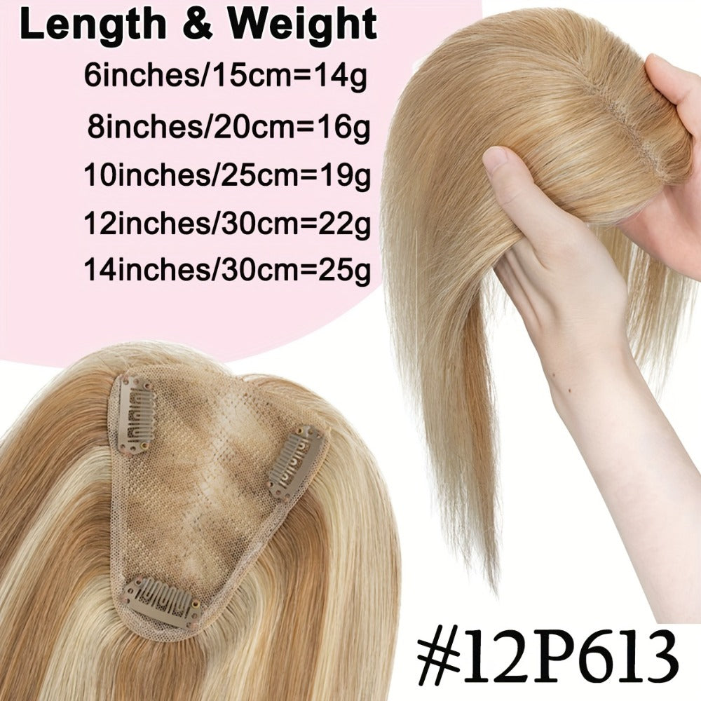 Hair Topper Human Hair Clip In Lace Base 8x10cm Curtain Bangs Thinning Hair Coverage 6-14 Inch | Highlight Blonde #27 #613 #1