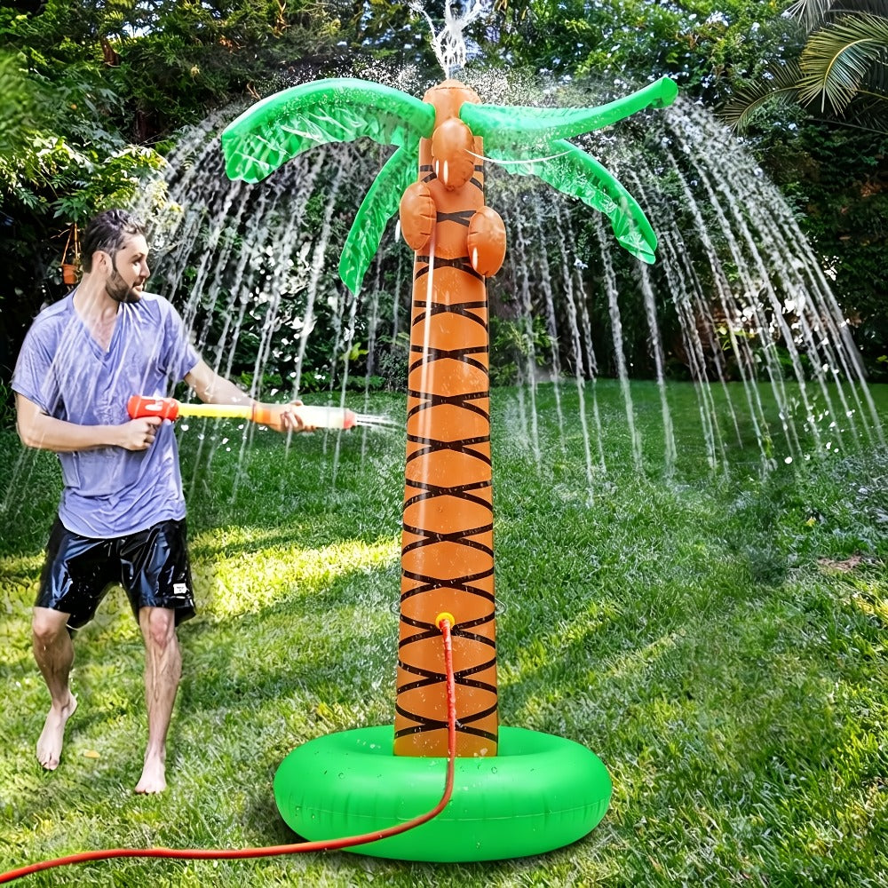 61-Inch Inflatable Palm Tree Sprinkler with 360-Degree Water Spray, Hose Connector and Mixed Tropical Colors — image 2
