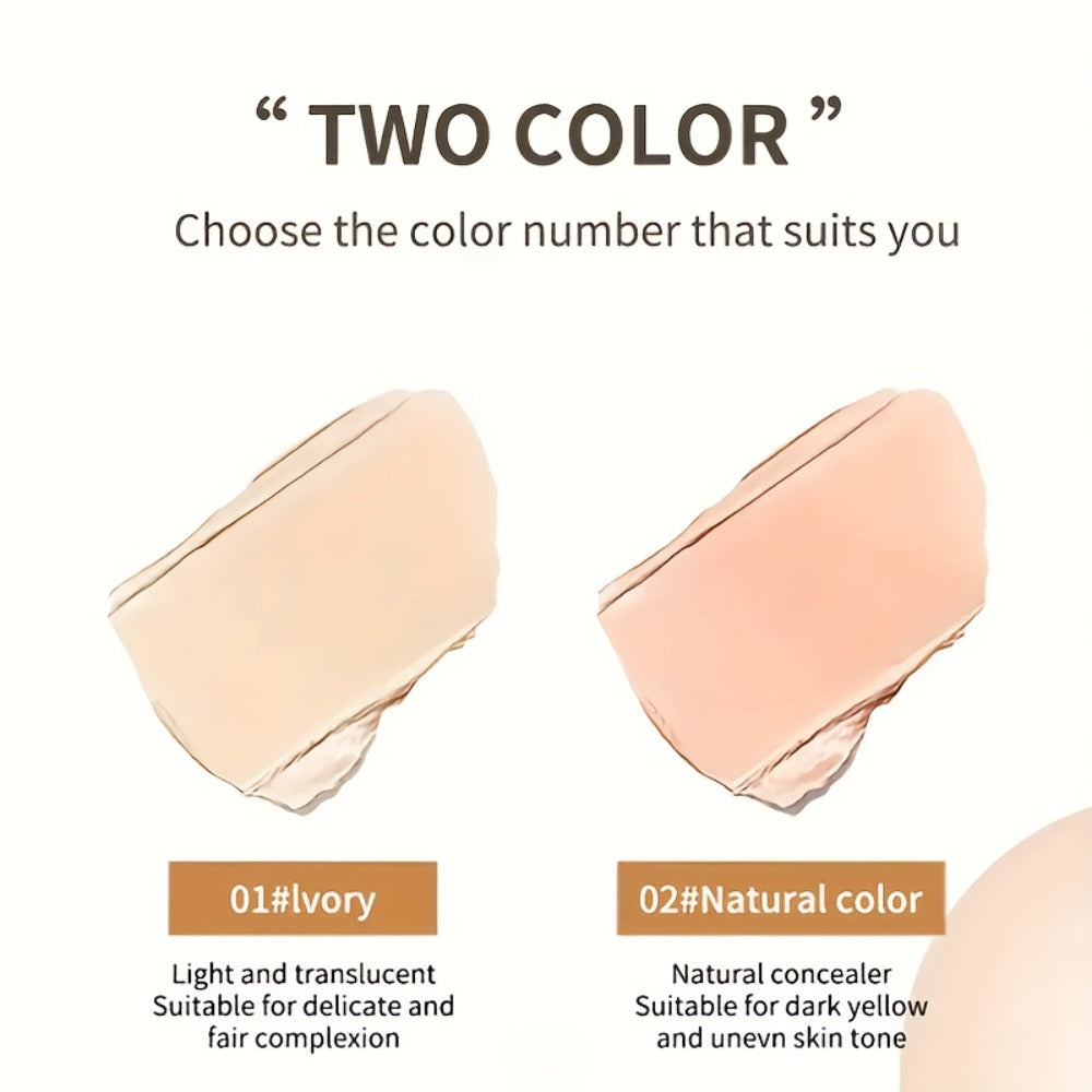 BB CC Cream 2 Pack with Mushroom Air Cushion Puff, Full Coverage Lightweight Makeup Base, Moisture-Retaining Dewy Finish Foun
