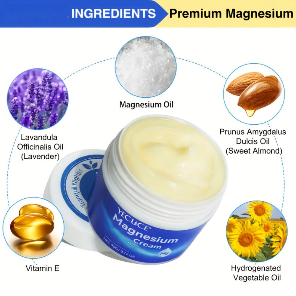Magnesium Sleeping Cream 2-Pack 180g Each – Pure Magnesium Chloride Overnight Body Moisturizer, Alcohol-Free Dry Skin Relief 