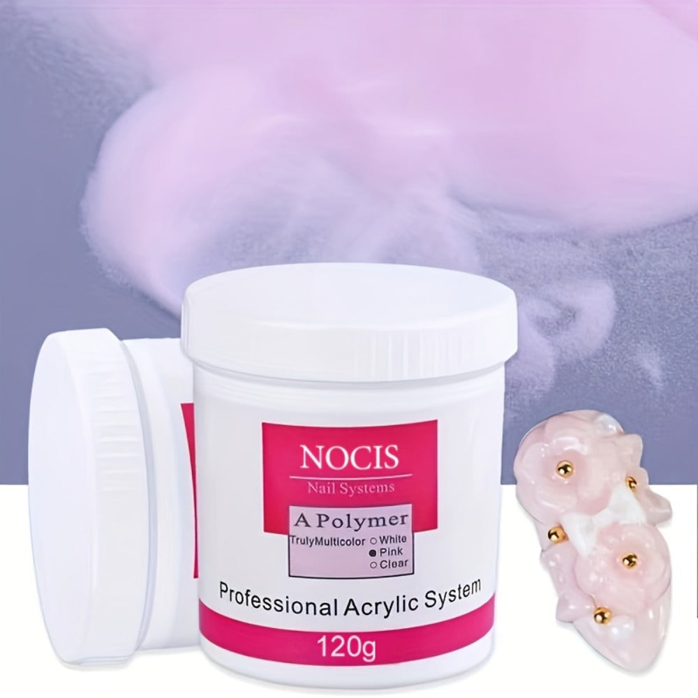 NOCIS 120g Acrylic Nail Powder Jar in White, Pink or Transparent Color for Use with Compatible Acrylic Liquid — image 9