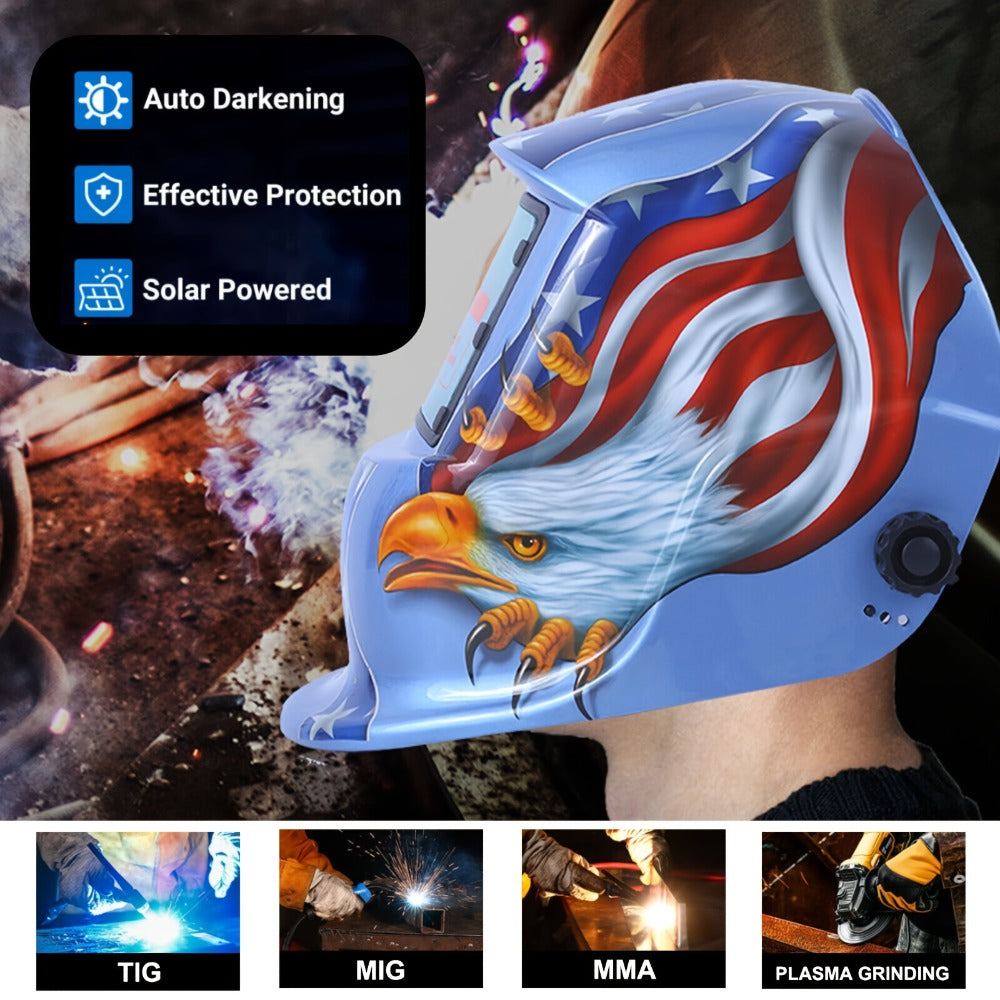 Auto-Darkening Welding Helmet Solar Powered True Color – Wide View DIN 9-13 Adjustable, 1/25000s Response — image 9