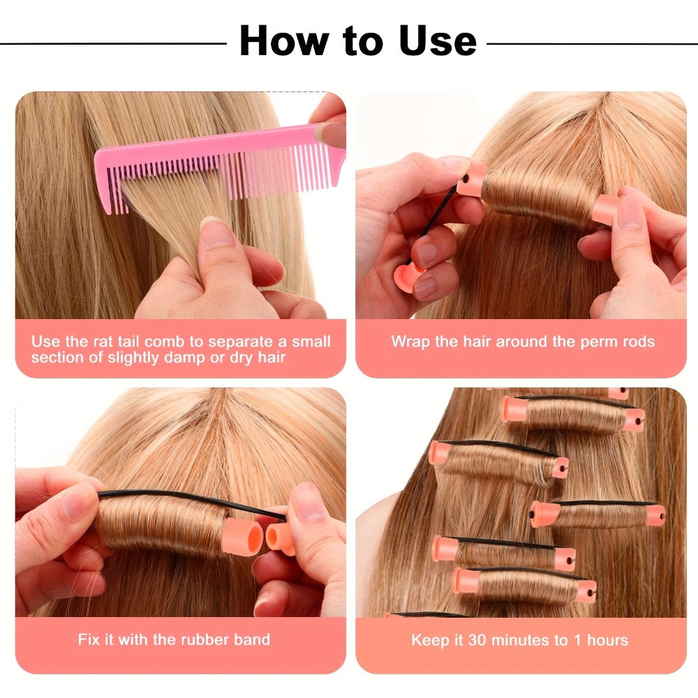 Soft Foam Perm Rods, 50pcs Heatless Hair Rollers with Comb for Curls and Waves — image 2