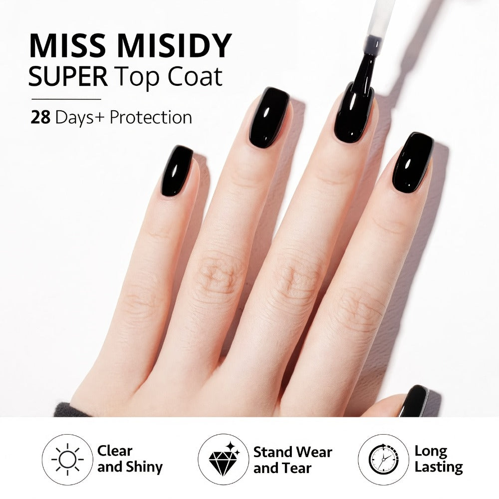Soak-Off Gel Top Coat and Base Coat Set 2Pcs Super Shine Mirror Finish Long Lasting LED UV Lamp Gel Polish Foundation Seal Ma