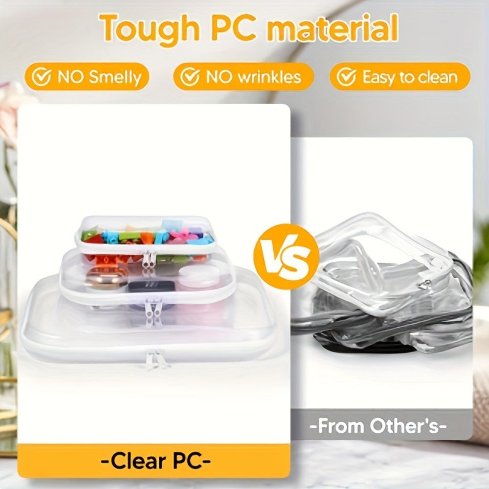 Six-Piece Clear Hard-Shell Organizer Set with Two Small, Two Medium and Two Large Zippered Cases — image 2