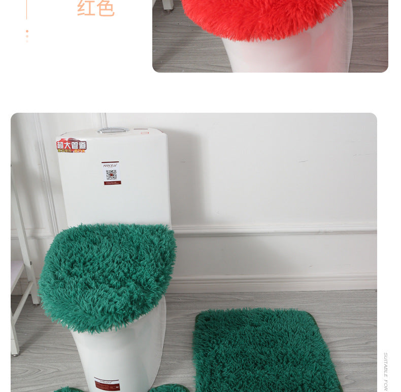 Modern Simple Style Solid Color Toilet Bath Bathroom Three Piece Combination Toilet Floor Mat Household Cross Border Supply