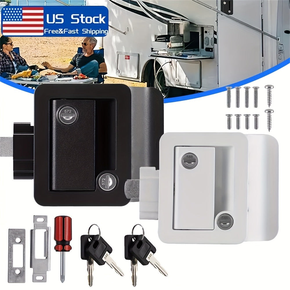 RV Door Lock Replacement – Travel Trailer Entry Door Lock with Deadbolt, Fits 2-3/4" x 3-3/4" Hole, 1-1/4" to 1-1/2" Door Thi