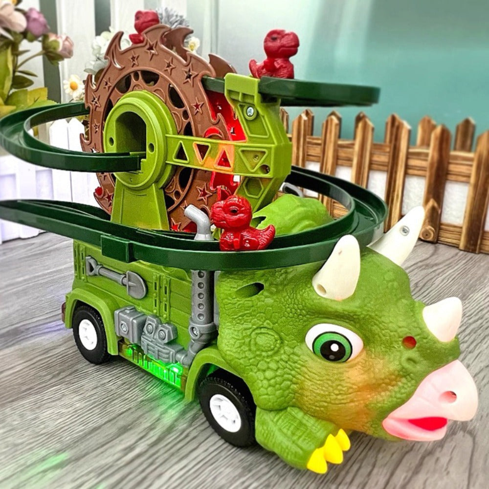 Toddler Dinosaur Track Set Orbital Triceratops Electric Stair Slide Roller Coaster Toy with Music and Lights — image 14