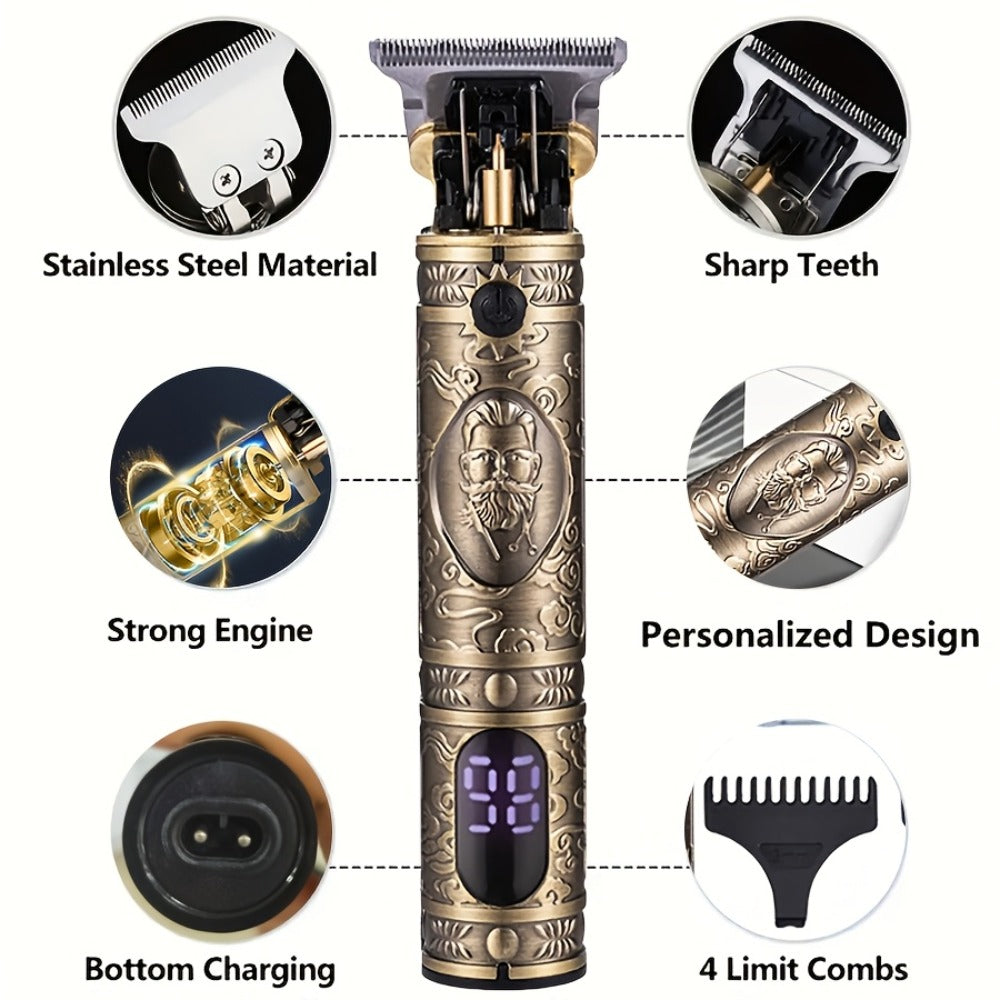 Hair Clipper Retro T-Blade Cordless Trimmer with LED Display, USB Charging and T9 or T10 Style Options — image 12