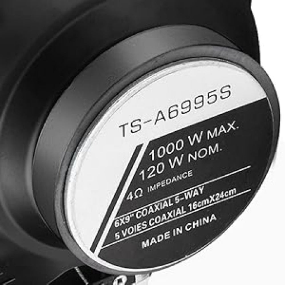 Pair of 6 x 9 Inch Five-Way Coaxial Car Speakers Labeled 1000W Peak, 120W RMS and 4 Ohms with Grilles — image 16