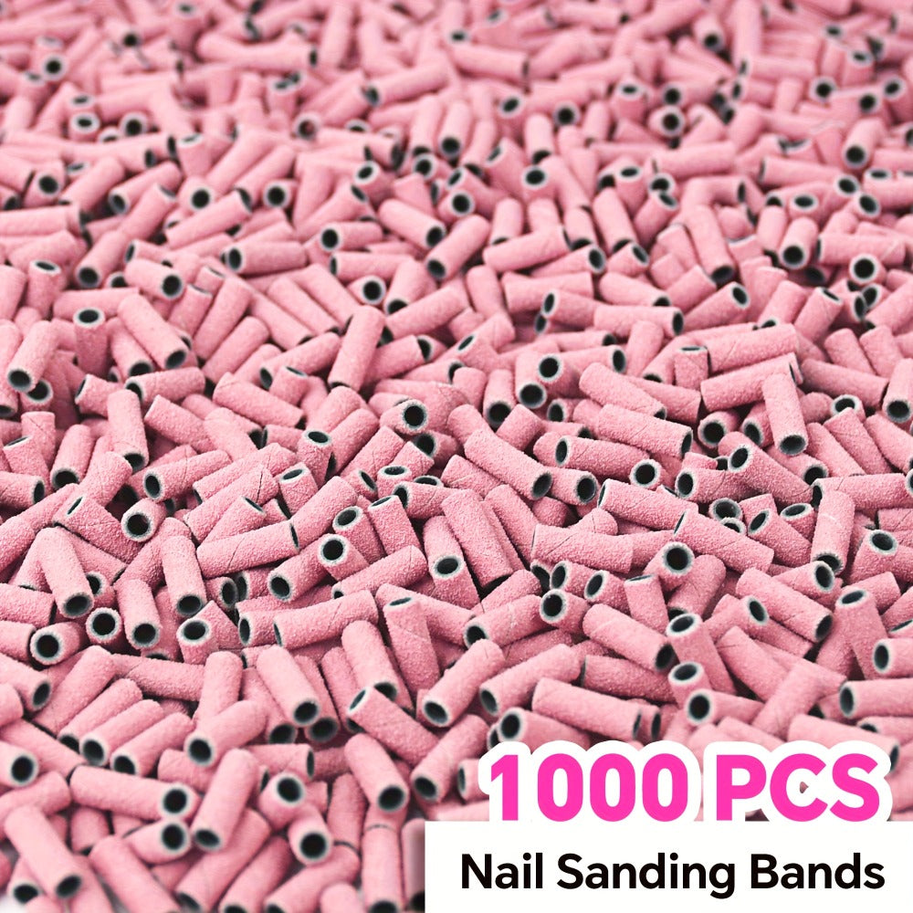 Nail Sanding Bands 1000 Pack with Mandrel Bit – Coarse Medium Fine Grit 3mm Nail Drill Bits for Acrylic Removal — image 9