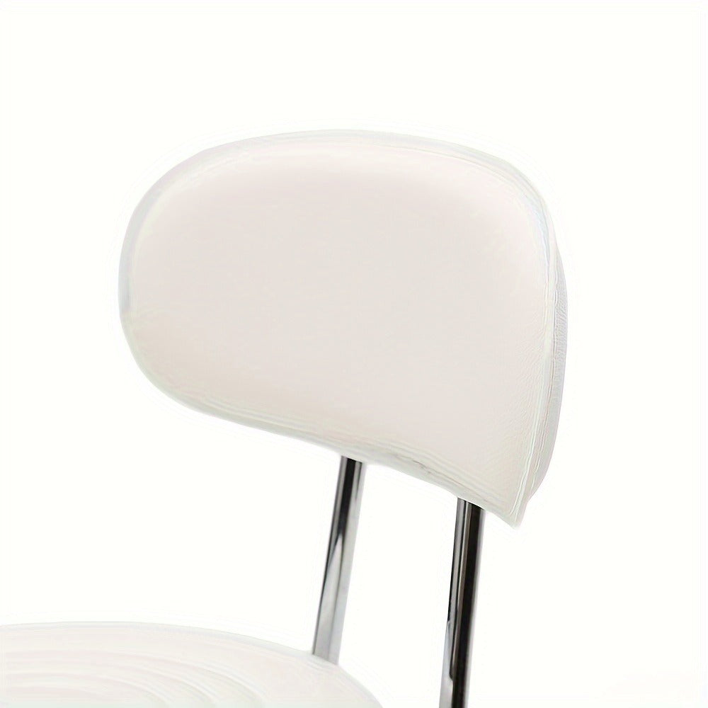 PU Leather Salon Stool with Back & 360° Swivel, Adjustable Height 18.9"-22.8" Round Cushion Chrome Base — image 7
