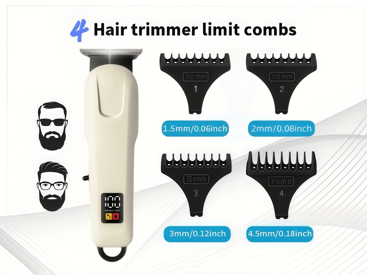 Hair Clippers & Trimmers KLY White Full-Size Clipper with LCD Display, USB Charging and Guide Comb Set — image 17