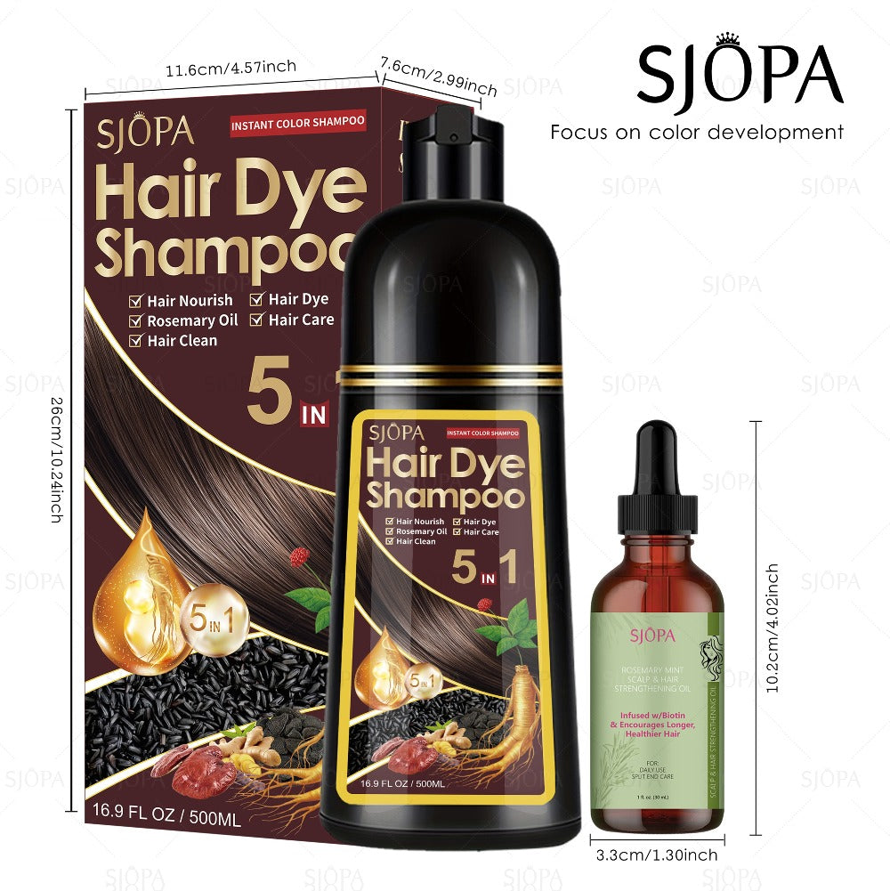 Gray Coverage Hair Dye Shampoo Kit 3-in-1 with Rosemary Hair Oil - Quick Color, Gentle & Natural Formula for Men & Women — im