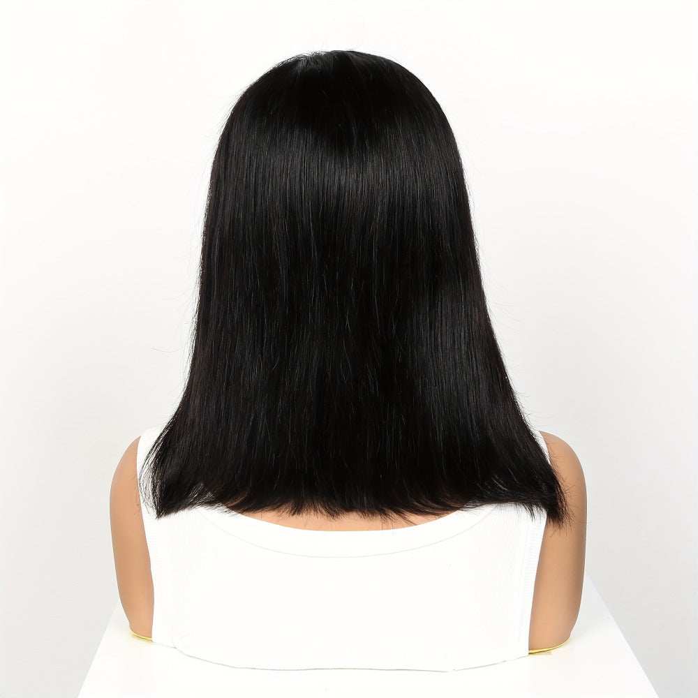 Lace Front Bob Wig Human Hair T Part 13x4 Pre-Plucked 180% Density Straight Side Part Natural, for Home, Travel and Salon Hai