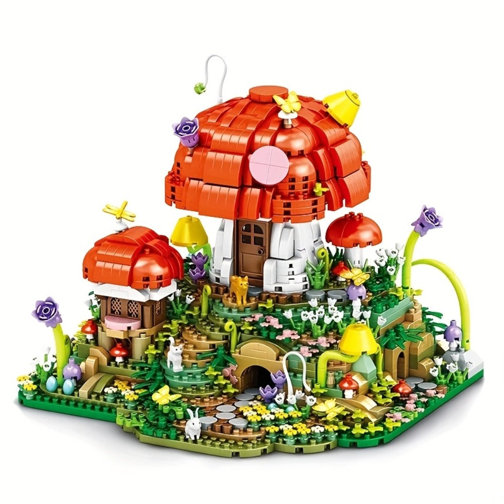 Fairy Mushroom House Building Blocks Set 2000+ Pcs – Mythical Fantasy Miniature Architecture Model 663 Desktop Decoration Dis