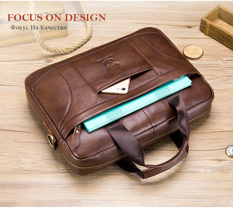Full-grain Leather Large-capacity Men's Briefcase