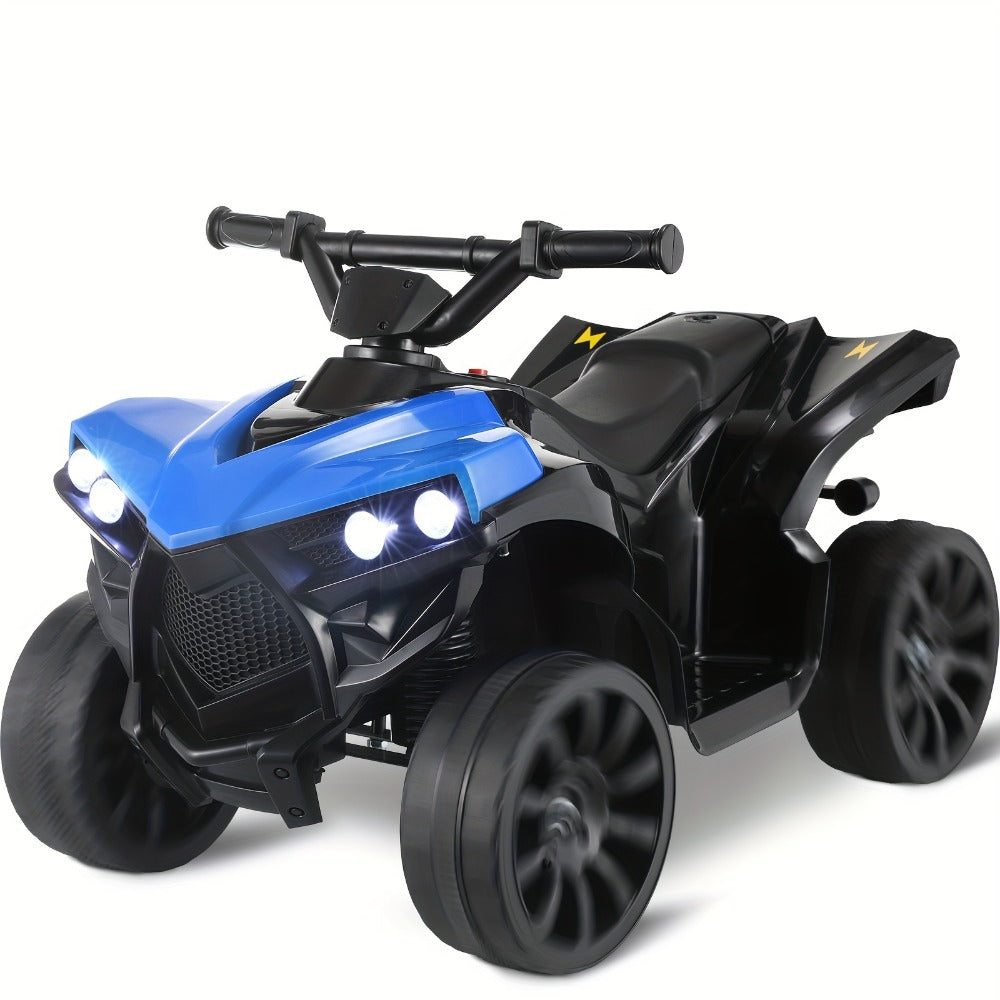 Kids Electric Ride-On ATV 4-Wheeler Quad with LED Headlights Foot Pedal Accelerator Anti-Slip Tires 55 lbs Capacity Outdoor B