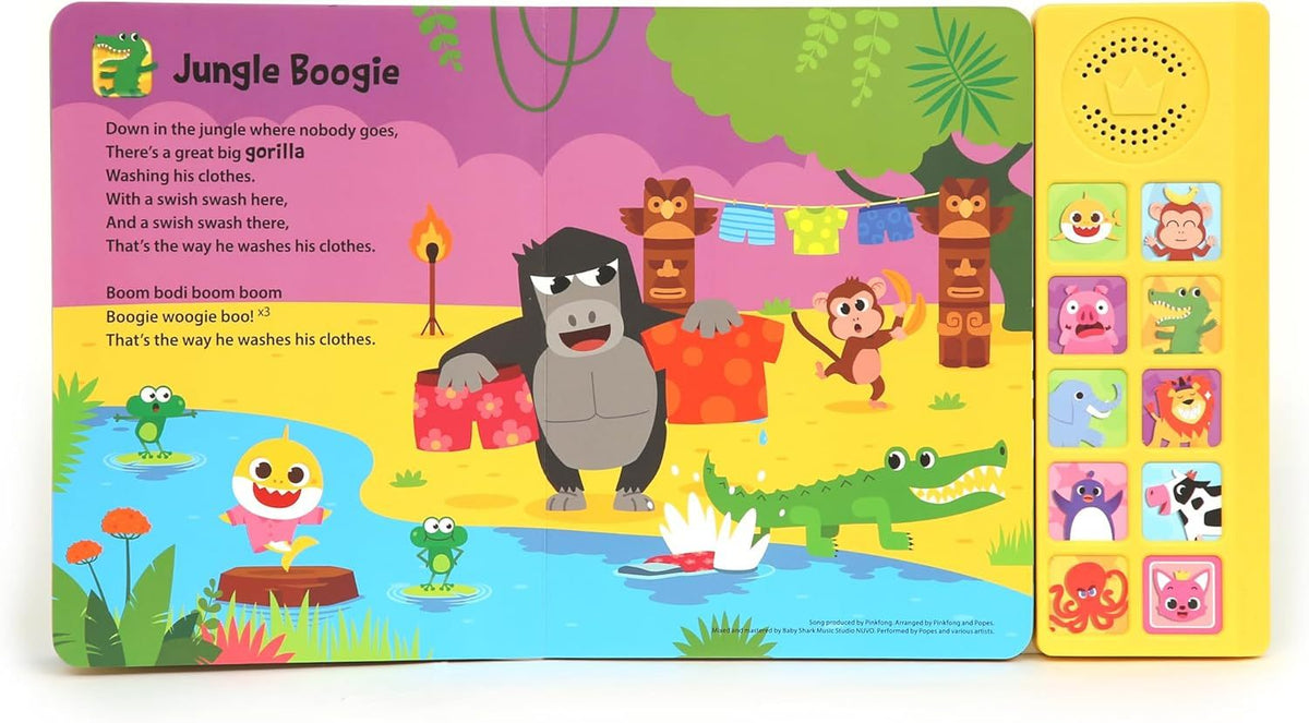 Baby Shark Sound Book for Toddlers, Pinkfong 10-Button Interactive Animal Songs Sing-Along Nursery Rhymes Learning Book Kids 