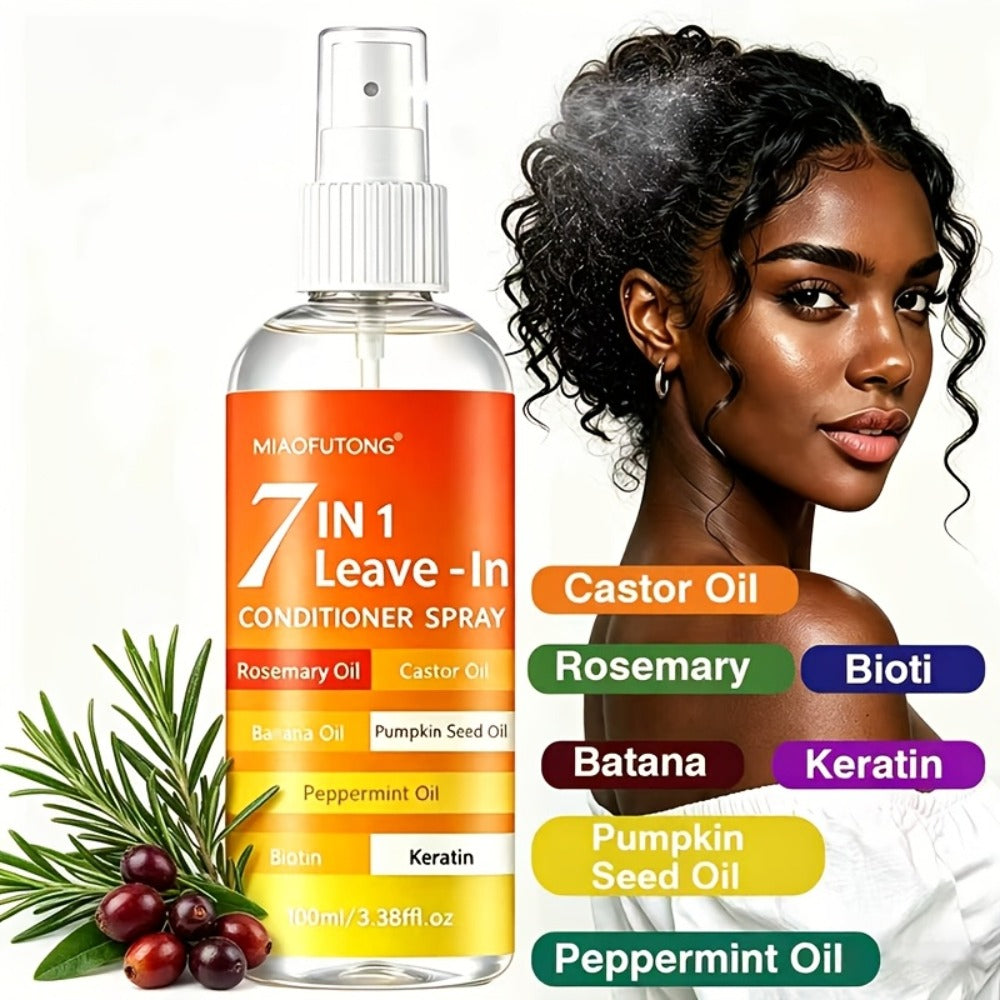 7-in-1 Leave-In Hair Essence Spray for Women - Anti Frizz Shine Boost Heat Protection Deep for Bath Time, Home Spa and Person
