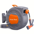 65ft Automatic Garden Hose Reel with 9-Function Sprayer | 180° Swivel, Auto-Rewind & Slow Return System — image 1