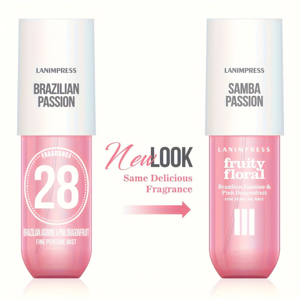 Body Hair Perfume Mist for Women Samba Passion Fruity Floral Fine Mist Spray Long Lasting Light Feminine Fragrance 3.0 fl oz 