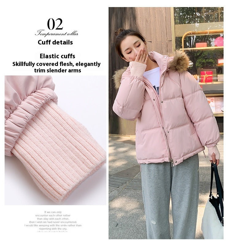 Loose Hooded Gloves Thickened Thermal Quilted Jacket Coat For Women