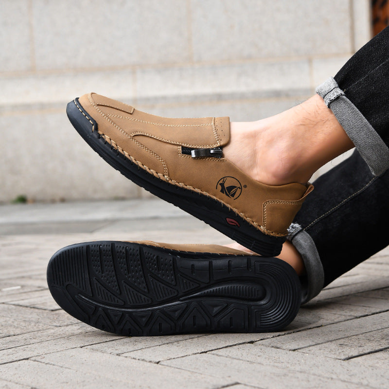 Mens Lace-up Leather Outdoor Casual Shoes