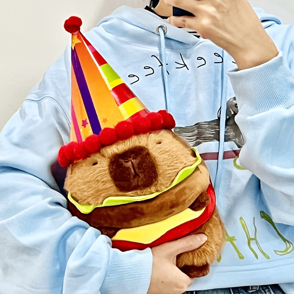 Capybara Plush Stuffed Animal Hamburger Burger Hat Funny Kawaii Plush Toy with the Listed Color, Size or Set Options for Ever