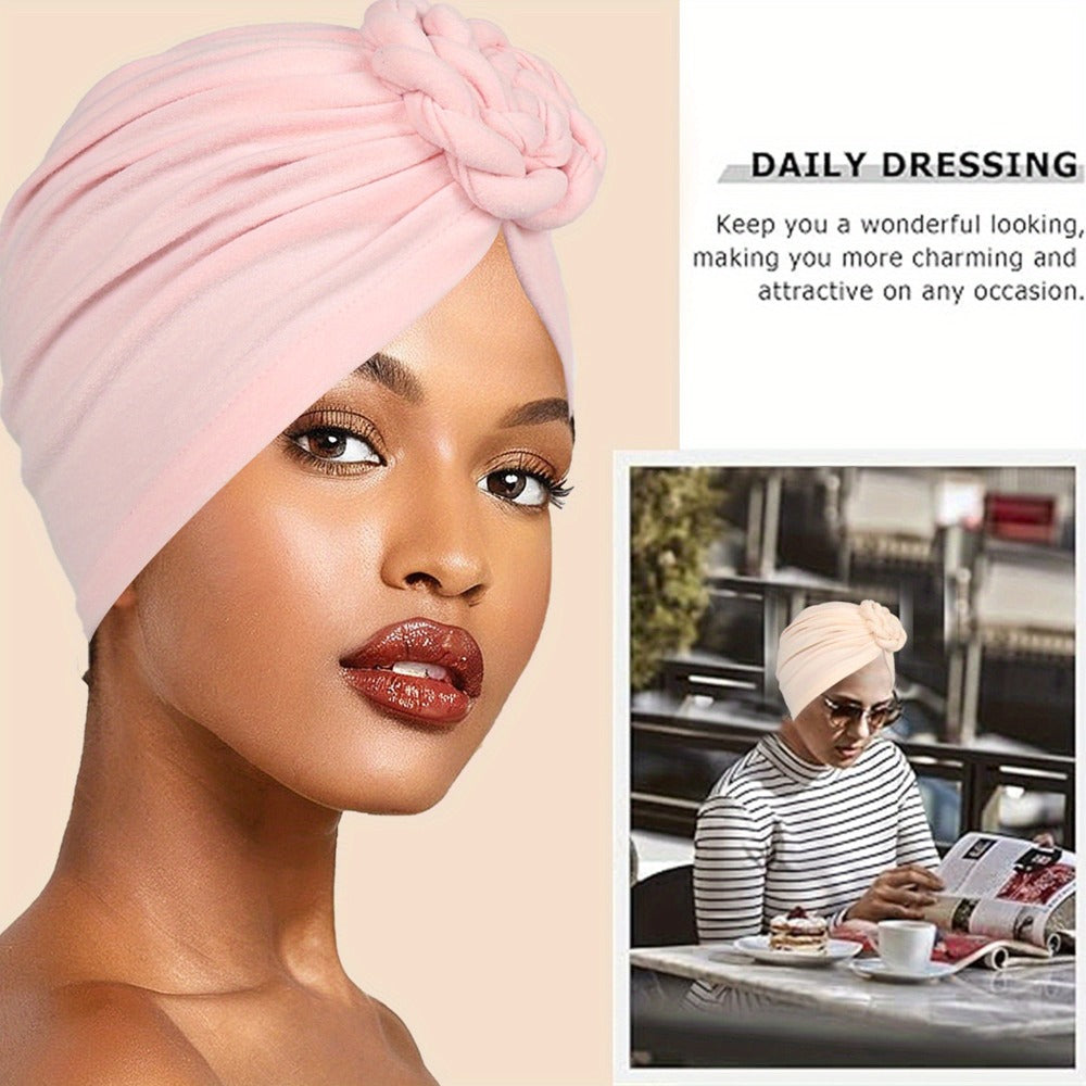 Boho Turban Headbands for Women 5 Pack – African Indian Style Twisted Knot Knit Hair Wrap Hat Retro Ethnic Fashion Head Scarf