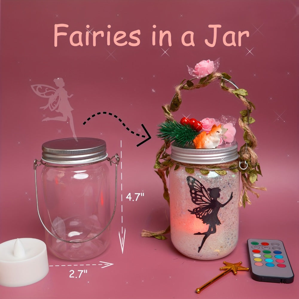 Fairy Mason Jar Lantern Craft Kit for Two Lights with Color-Changing LED Candles and Remote Control — image 5