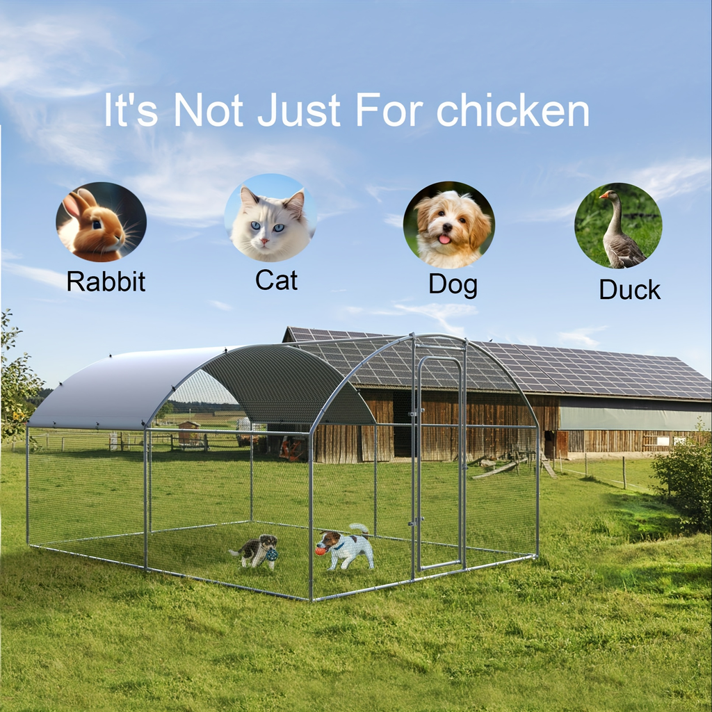 Walk-in Chicken Pen Large Metal Outdoor Poultry Enclosure Cover Yard Cage for Chickens Ducks Rabbits 3 Sizes Available — imag