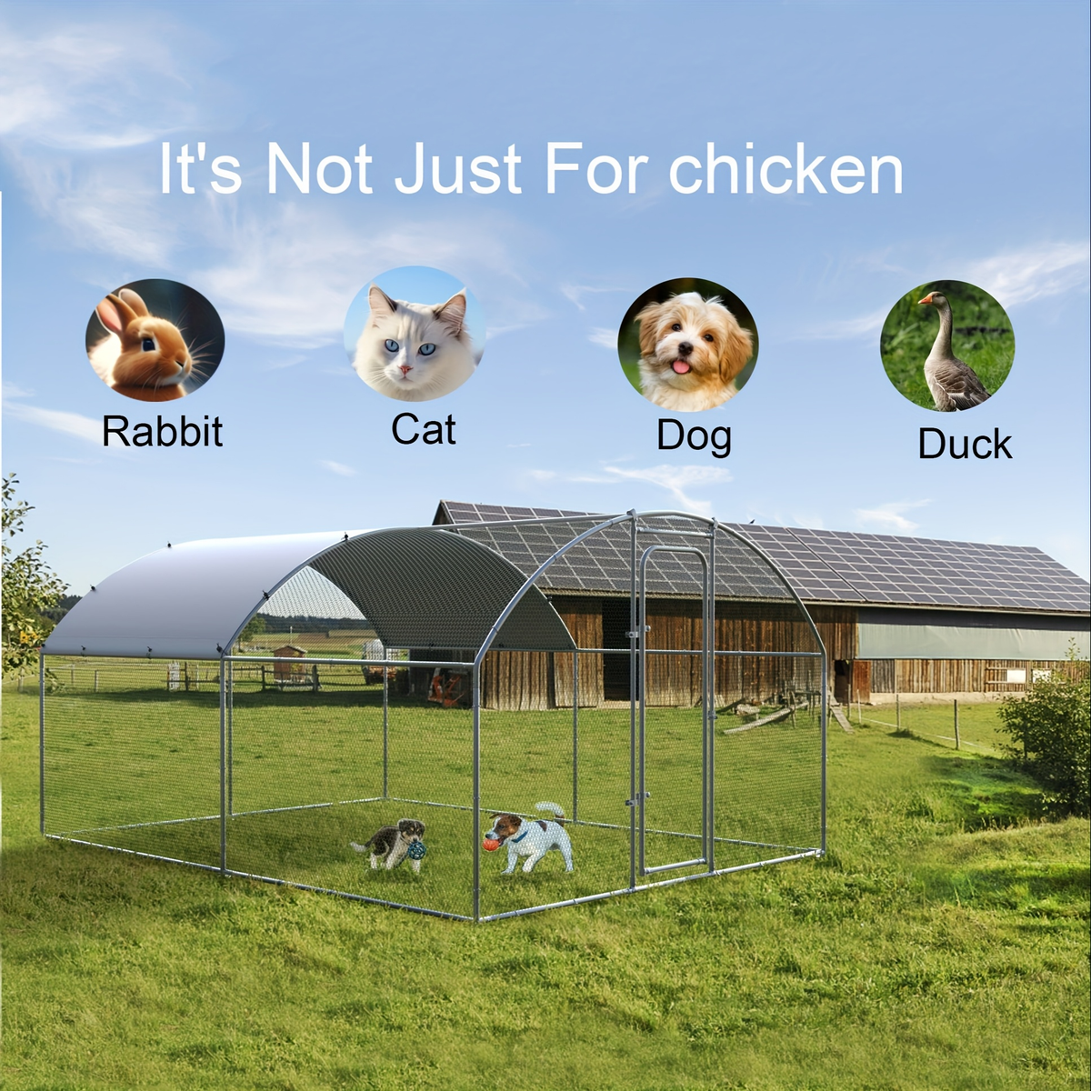 Walk-in Chicken Pen Large Metal Outdoor Poultry Enclosure Cover Yard Cage for Chickens Ducks Rabbits 3 Sizes Available — imag