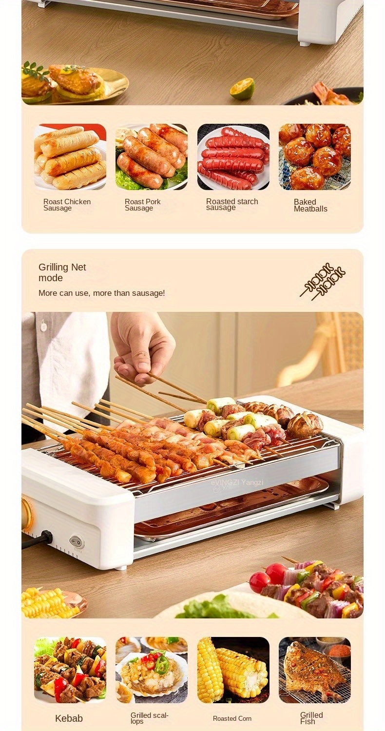 Sausage Grill 4-in-1 Multifunctional Electric Hot Dog Roller, Non-Stick Countertop Cooker with Adjustable Temperature — image