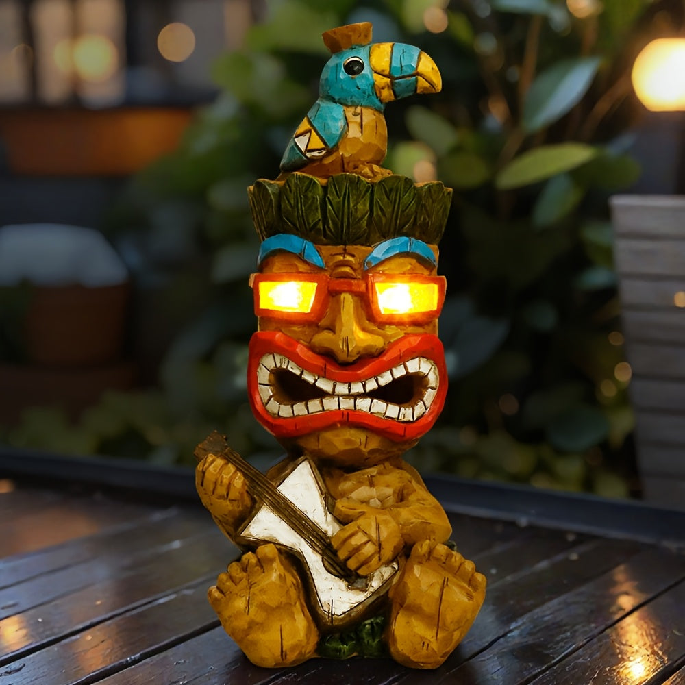 Hawaiian Tiki Statue Standing Resin Totem Pole, Woodcarving Tribal Figure Outdoor Decor for Terrace Bar Party Unique Gift — i