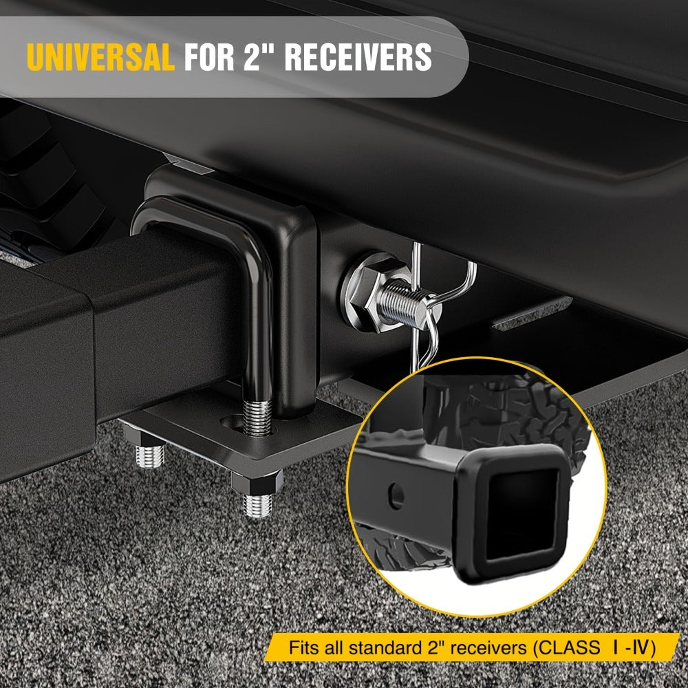 Trailer Hitch Tightener Anti Rattle Stabilizer 2 Inch Heavy Duty Steel U-Bolt with Rubber Cover Hitch Mount Wobble Eliminator