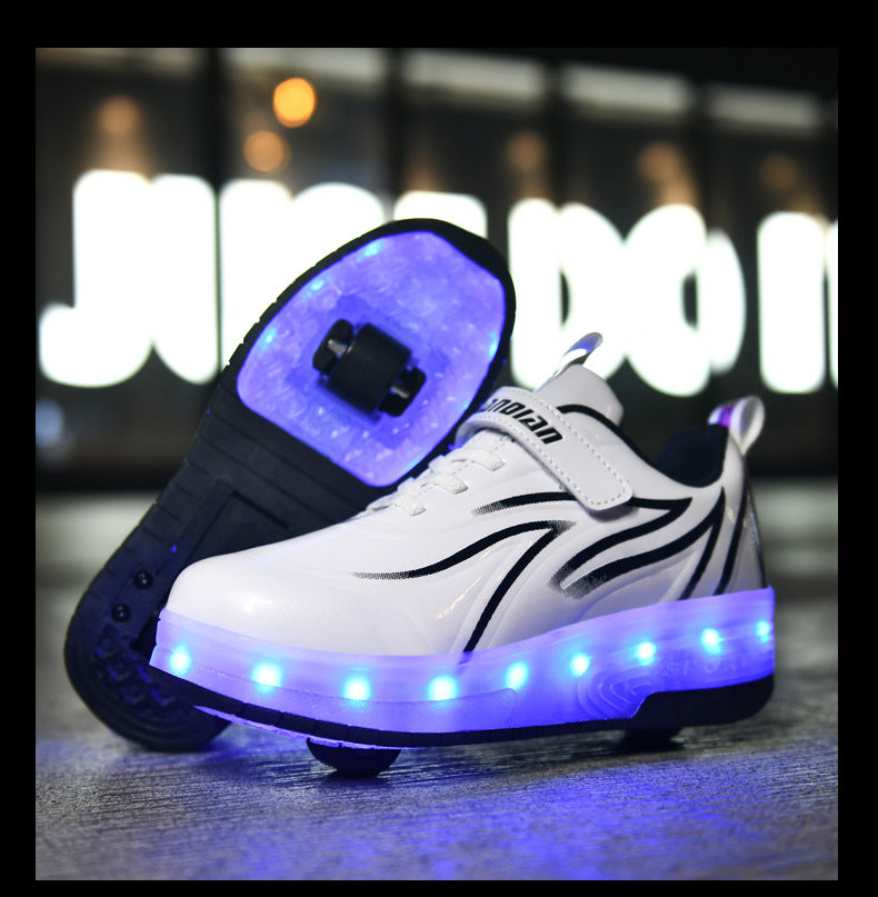 Children's Rechargeable Two-wheel LED Light-up Shoes